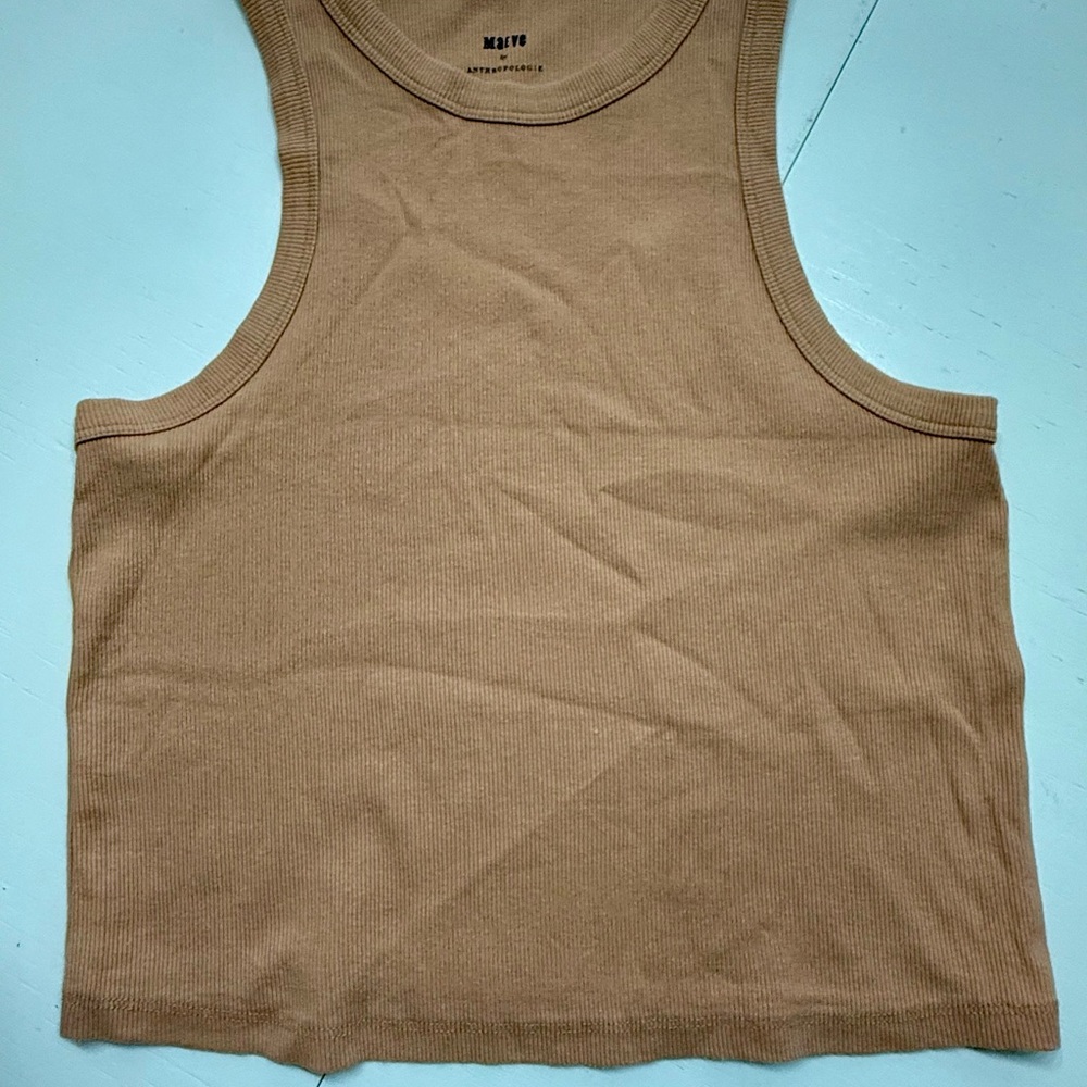 Anthropologie Maeve Camel Ribbed Tank Top